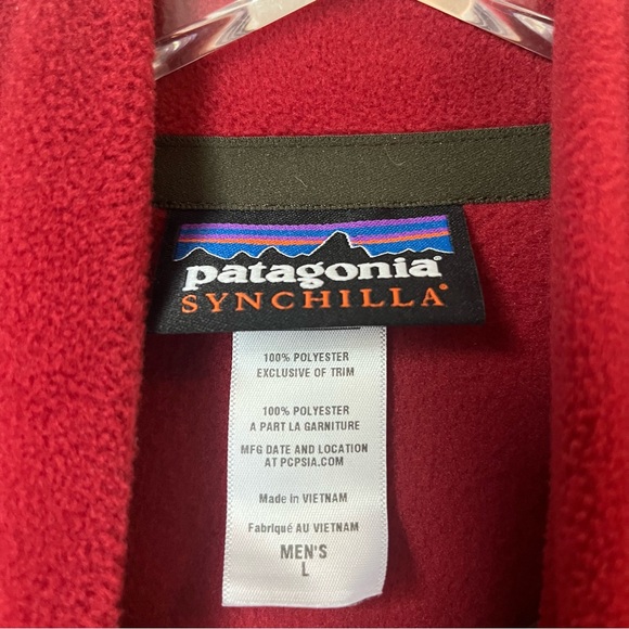 Patagonia Men’s Red Synchilla Fleece 1/4 Zip Pullover Sweater Size Large - Picture 3 of 5